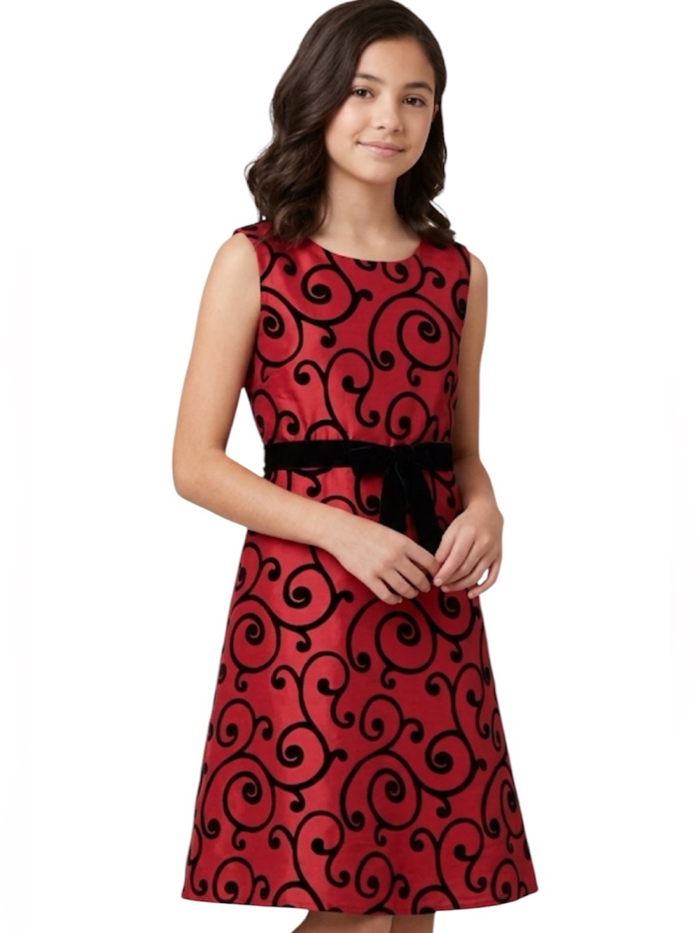 Bonnie Jean Dress Red & Black Dress Size: 20 1/2